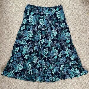 White Stag Blue and green floral maxi skirt with ruffles
